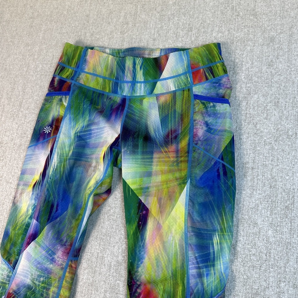 Athleta Multicolor Print Capri Leggings Size Small Yoga Gym